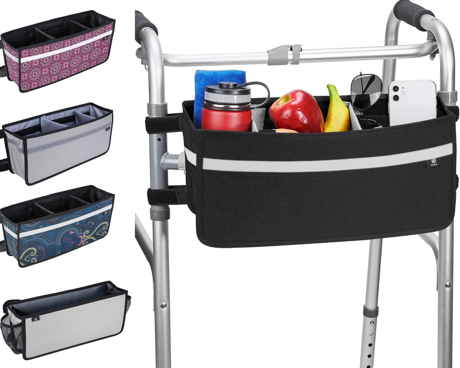 JOYTUTUS Walker Bag with Cup Holder,Folding Walker Basket Organizer&Wheelchair Rollators Pouch