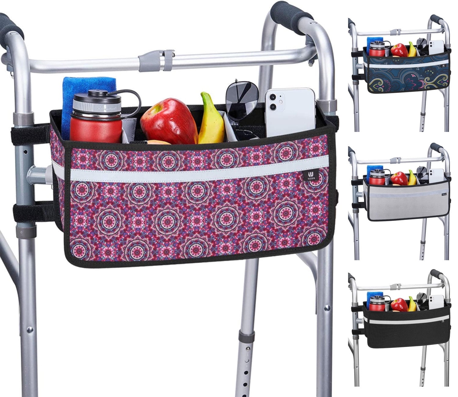 JOYTUTUS Walker Bag with Cup Holder Large Capacity Storage Wheelchair