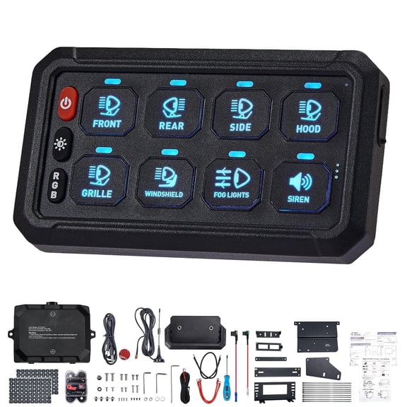 JOYTUTUS Wireless RGB 8 Gang Switch Panel Universal Circuit Control Relay System Box with Toggle Momentary, for Truck Boat UTV SUV Pickup
