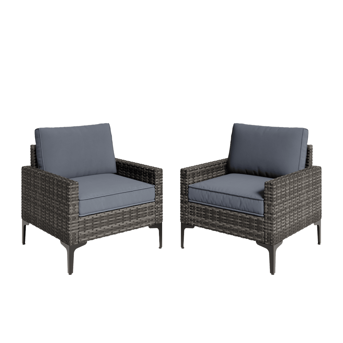JOYURE 2 Pieces Patio Single Sofa Chairs Outdoor Sofa Armchairs with Anti-slip Cushions and Waterproof Cover for Balcony,Deck,Grey