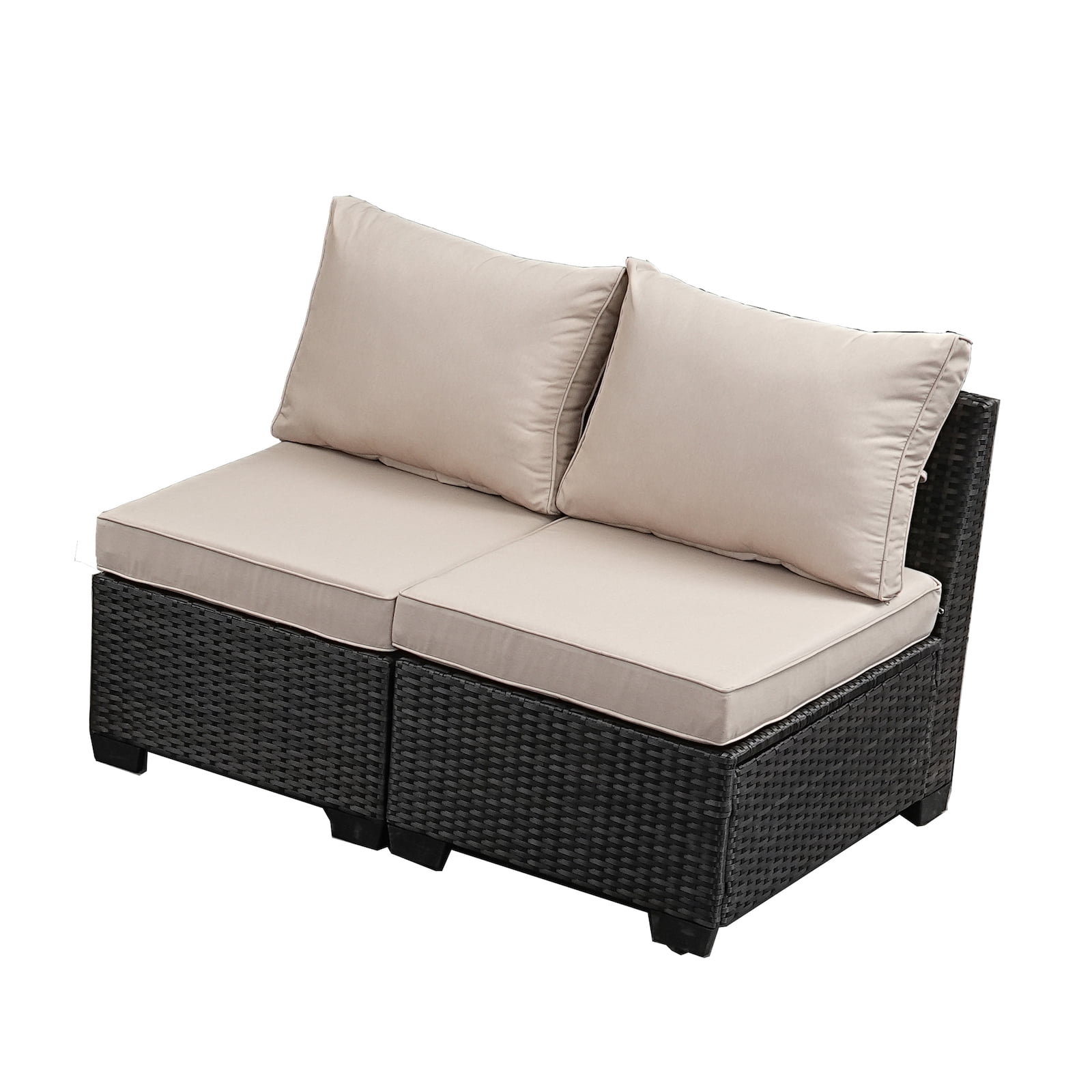 JOYURE pieces Patio Furniture Set,Wicker Conversation Sofa,Beige