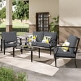 thumbnail image 1 of JOYURE 4 pieces Patio Furniture Set w/loveseat,Coffe Table,Outdoor Conversation Metal Sofa with High Back and Thick Cushion,for Backyard,Garden,Grey, 1 of 8