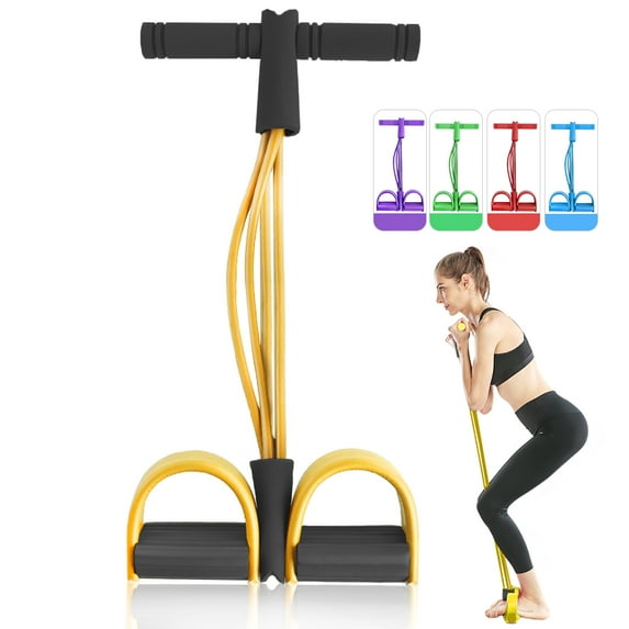 JOYXEON 4-Tube Pedal Resistance Bands with Handles for Home Workout