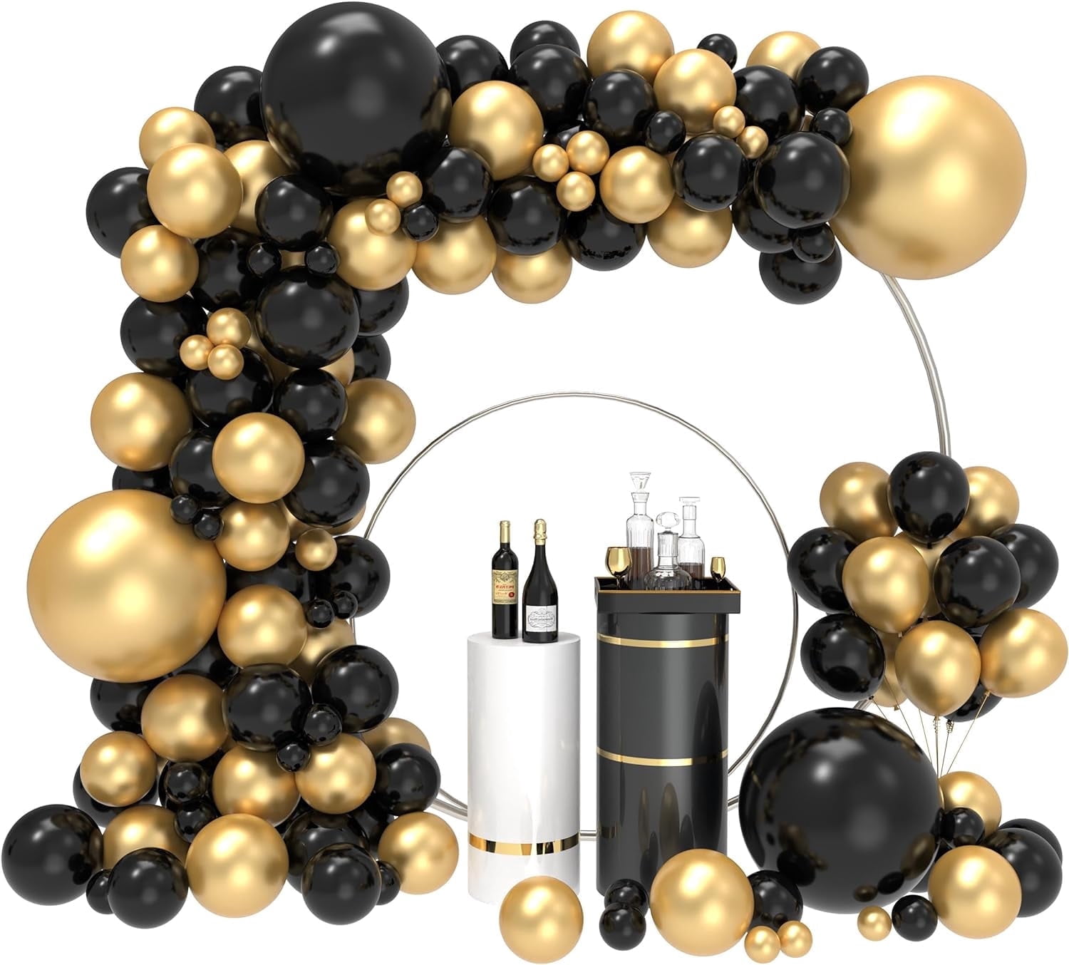JOYYPOP 134pcs Black and Gold Balloon Garland Kit for Graduation, Baby ...