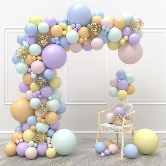 JOYYPOP Pastel Balloon Garland Kit, 148-Piece Rainbow Macaron Arch Set for Christmas Decor Holiday Party Decorations