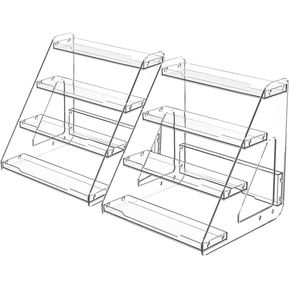 JOYZAN Clear Riser Display Stands 4 Tier Display Shelf Tiered Display Rack | Tiered Display Stand Makeup Organizer Acrylic Stands for Display Perfume, Funko Pop Figures , Cupcake, Candy Food 2 Pack