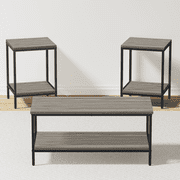 JOZ 3-Piece Coffee Table Set for Living Room, End Table Set with Storage, Includes 1 Coffee Table and 2 End Tables, Rock Gray