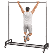 Mr IRONSTONE 400 lbs Heavy Duty Clothes Rack, Rolling Garment Rack with Bottom Storage Shelf for Hanging Clothes, Black