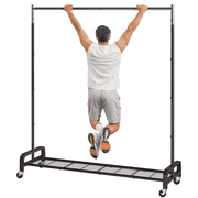 Mr IRONSTONE 400 lbs Heavy Duty Clothes Rack, Rolling Garment Rack with Bottom Storage Shelf for Hanging Clothes, Black