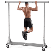 Mr IRONSTONE 450 lbs Heavy Duty Clothes Rack, Silver Chrome Garment Rack with Rolling Wheels and Bottom Shelf