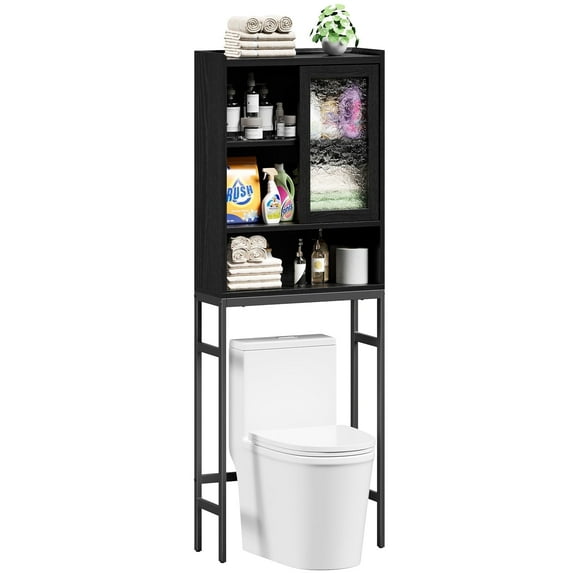 Mr IRONSTONE Bathroom Organizers Over The Toilet Storage Cabinet Shelves Metal and Wood Restroom Shelf Furniture