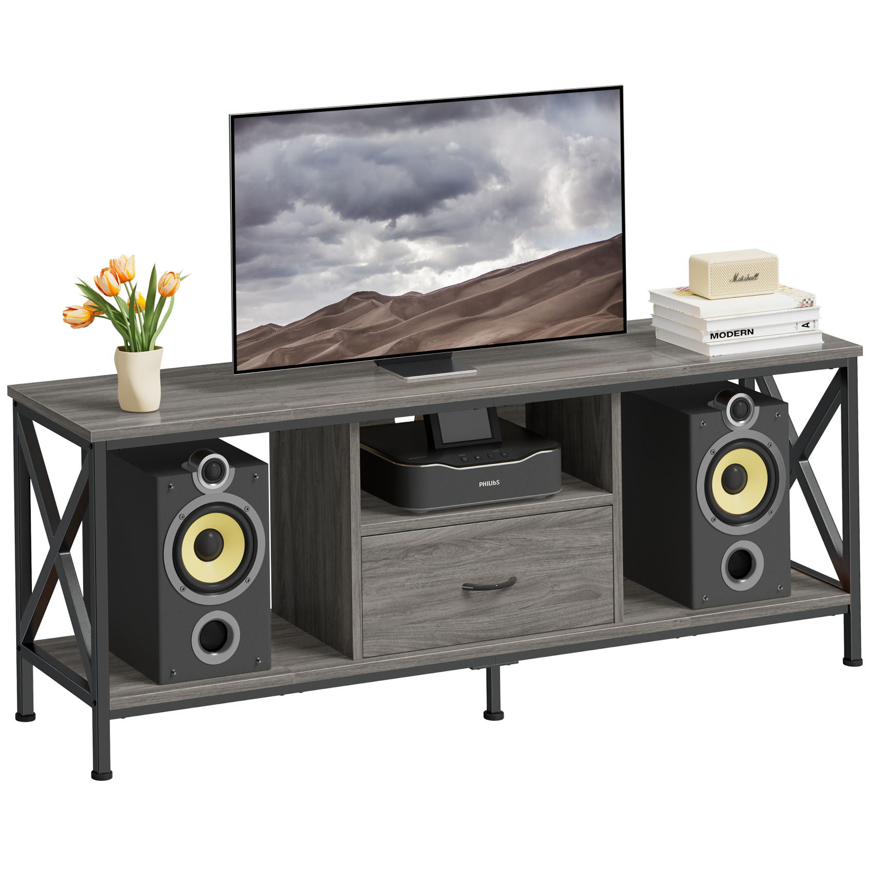 TV Stand for 75 Inch TV with Storage 65 Inch Width Wood TV Stand for 65