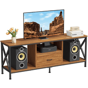 JOZ 65 inch TV Stand for 50- 75 inch TVs, Mid Century Entertainment Centre, Media Console Table with Storage Drawers for Living Room, Office, Walnut Brown