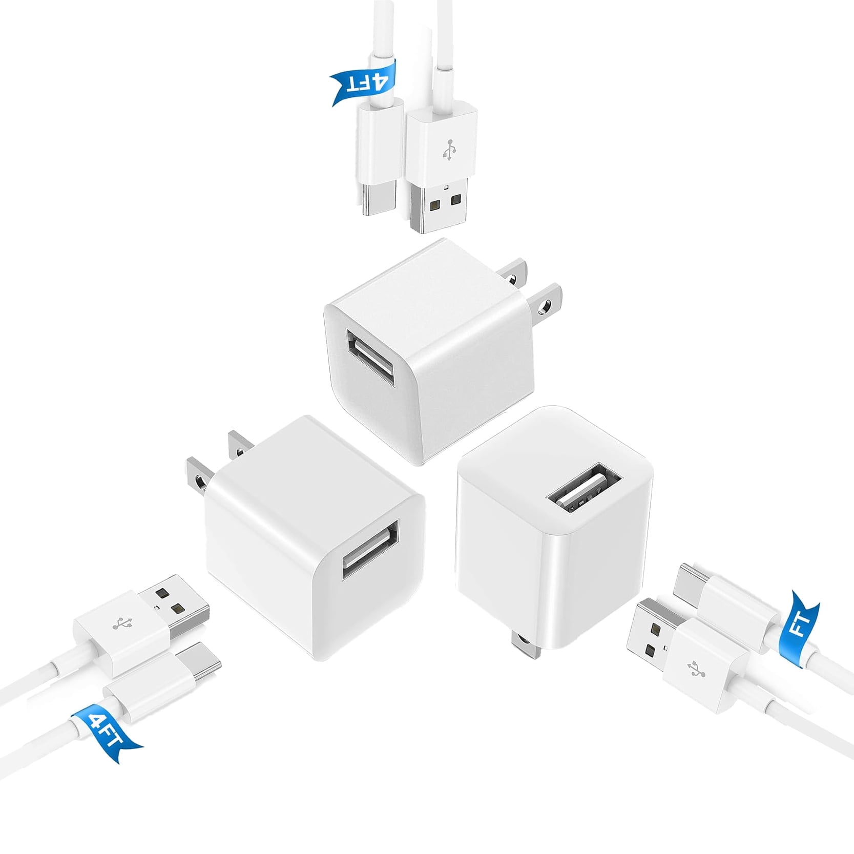 Plus Usbc JAYUANONE 3Pack i Phone 16 15 USB Charger Block, 4FT USB A to USB-C ...