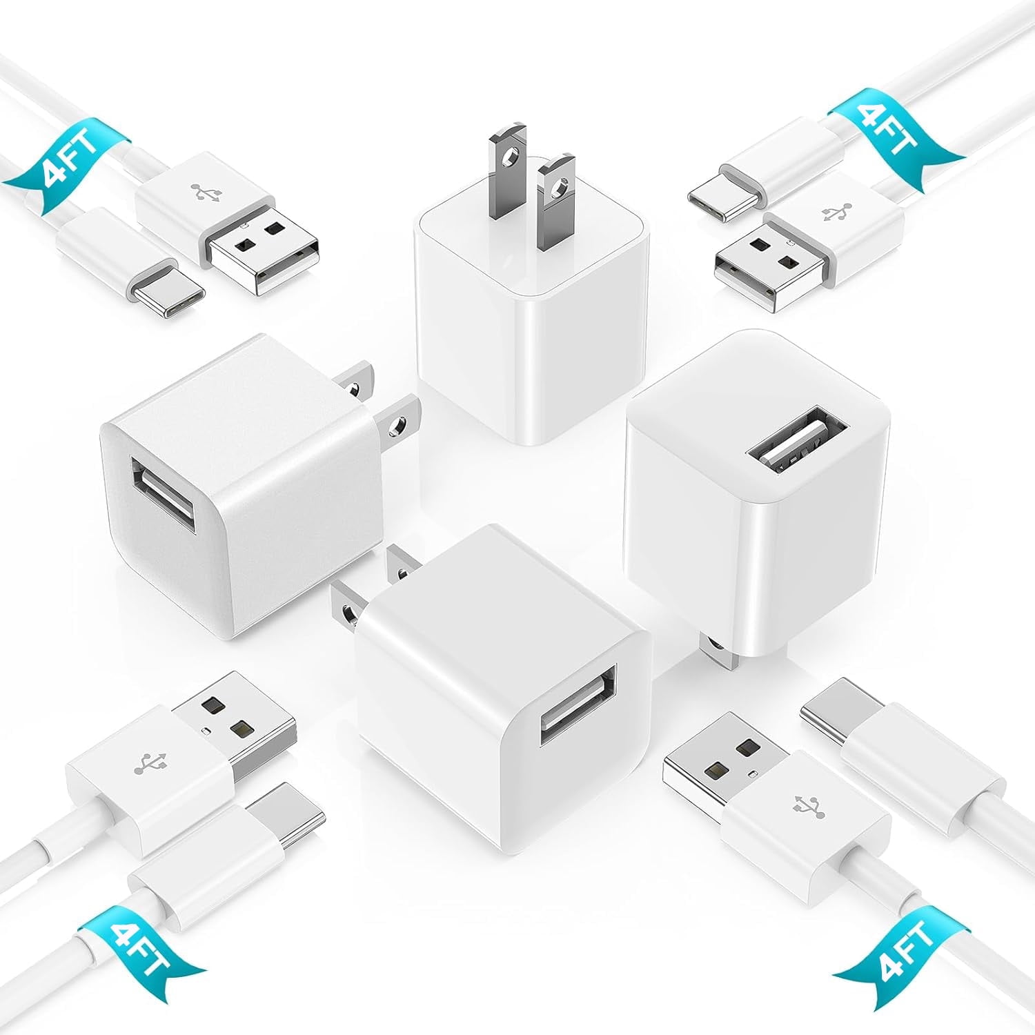 Plus Usbc JAYUANONE 4Pack i Phone 16 15 USB Charger Block, 4FT USB A to USB-C ...