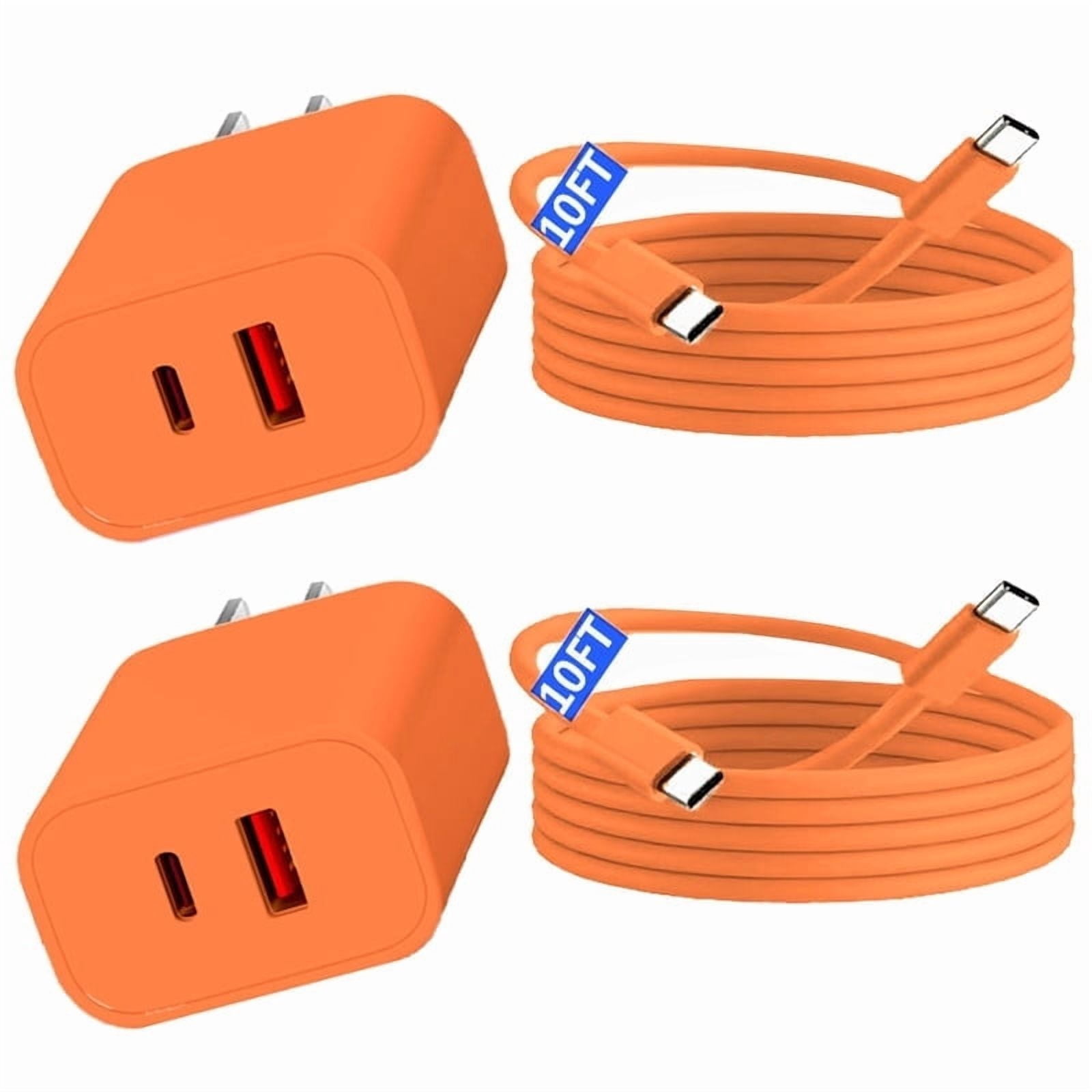 JOZASHON for iPhone 17/16 Charger, 2Pack 20W Adapter Wall Fast Charger with 10ft White USB C Cable for iPhone17 16/15/i Pad,orange