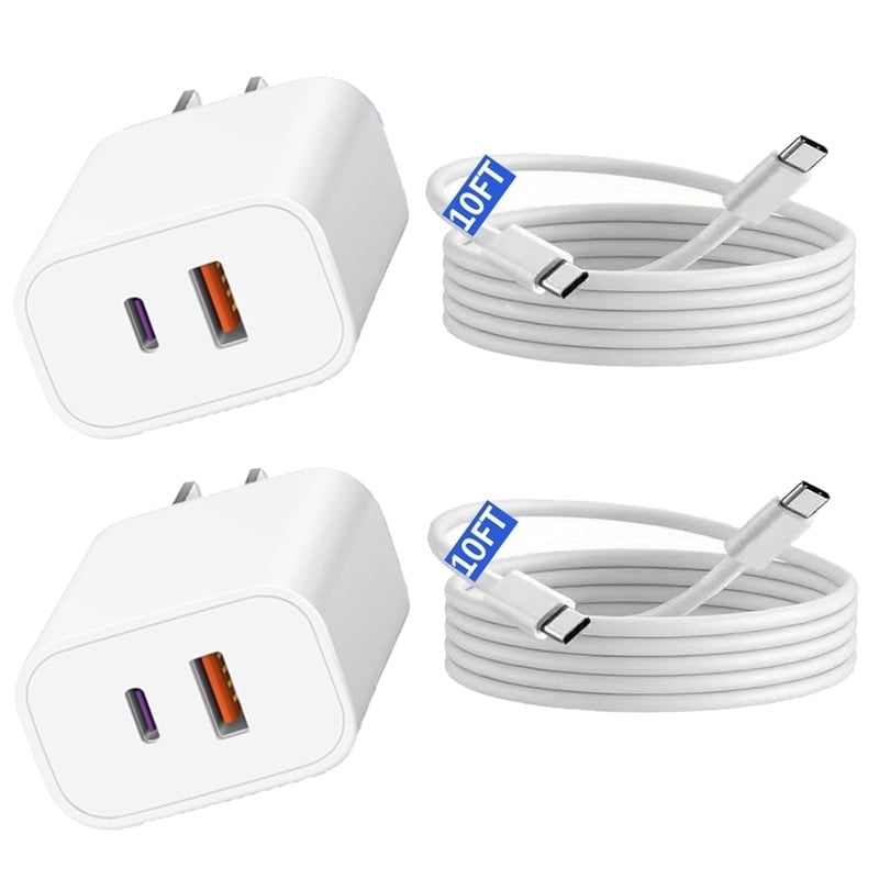 JOZASHON for iPhone 17/16 Charger, 2Pack 20W Adapter Wall Fast Charger with 10ft White USB C Cable for iPhone17 16/15/i Pad,white