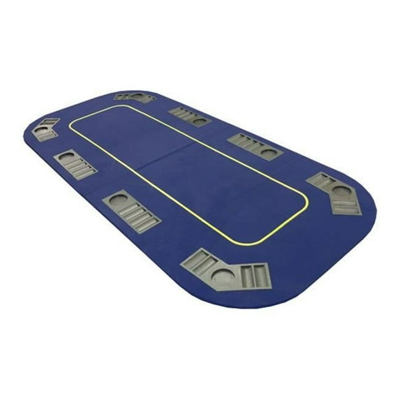 JP Commerce 79x36-TX2-blue Texas Hold em Folding Table Top with Cup Holders - Blue