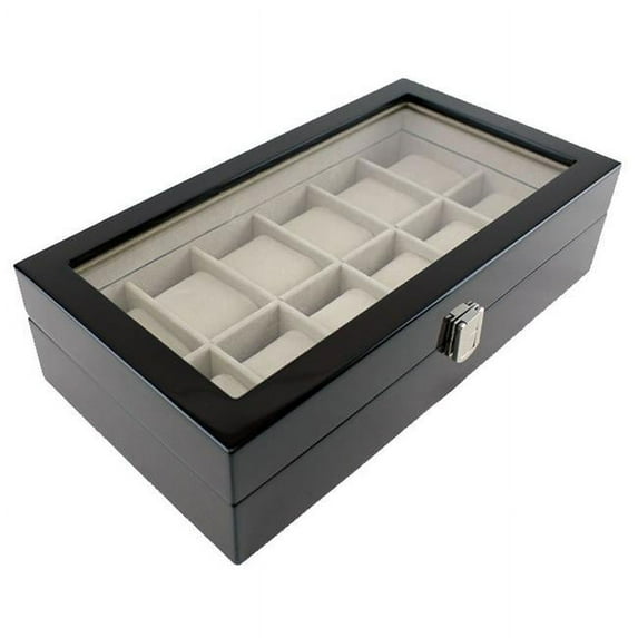 JP Commerce hdbox002-espresso Heiden Premier Espresso Watch Box - 12 Watches