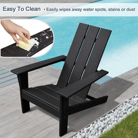 JP Outdoor Modern Adirondack Chair, Outdoor Oversize Plastic Fire Pit Chair,Black
