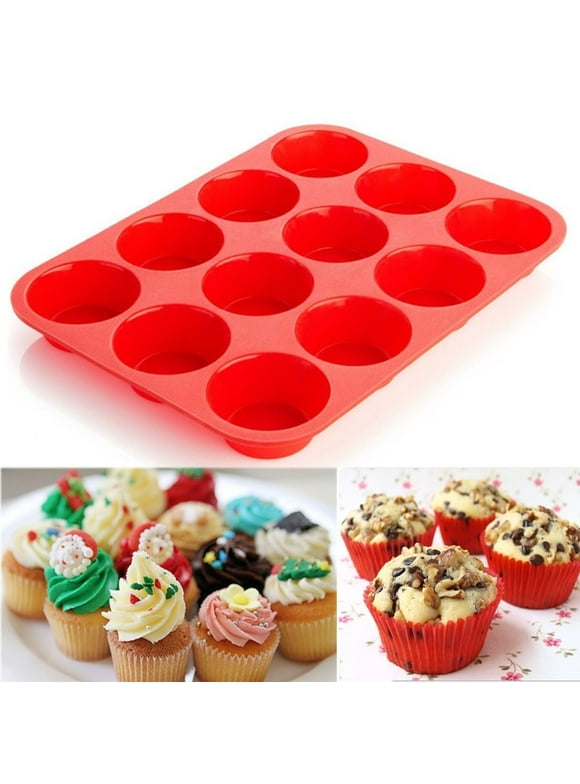 JPGIF 12 Cup Nonstick Silicone Muffin Pan, 0.78 in Diameter Cups 12 Pieces