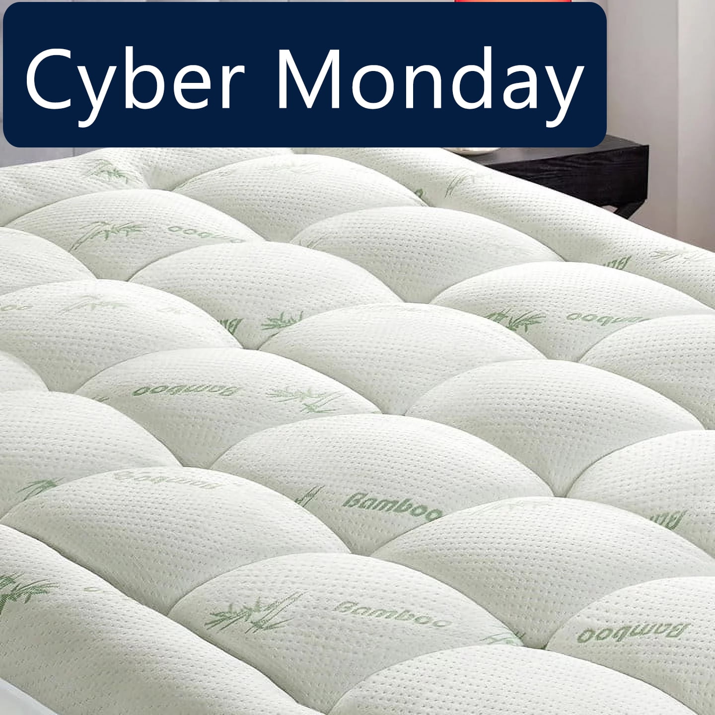 JPHOME Bamboo Full Size Quilted Pillowtop Mattress Topper Pad Cover