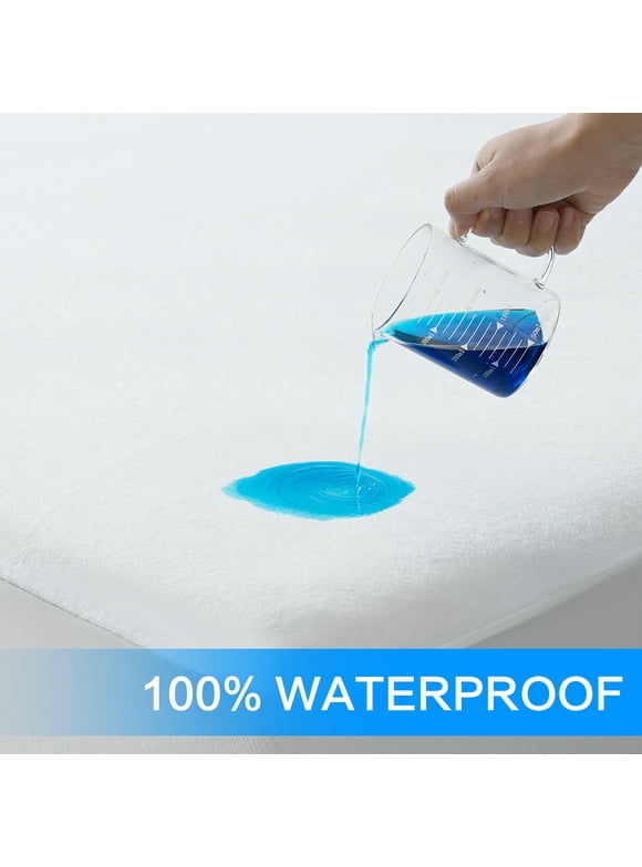 JPHOME Queen Size Waterproof Mattress Protector Cover with Deep Pocket Fitted Up to 8"-21", Cotton Terry Surface, Noiseless / Comfort