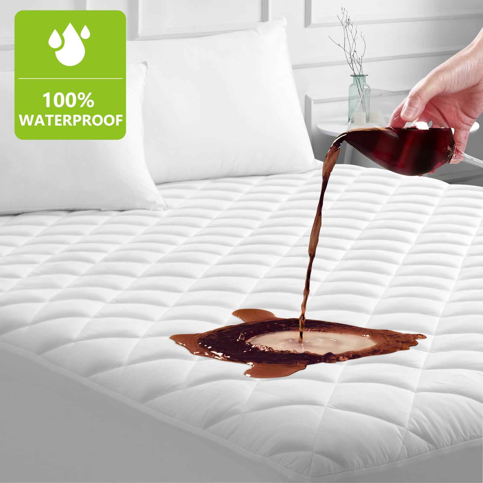 "JPHOME Twin Size Quilted Waterproof Mattress Pad Cover, Deep Pocket up