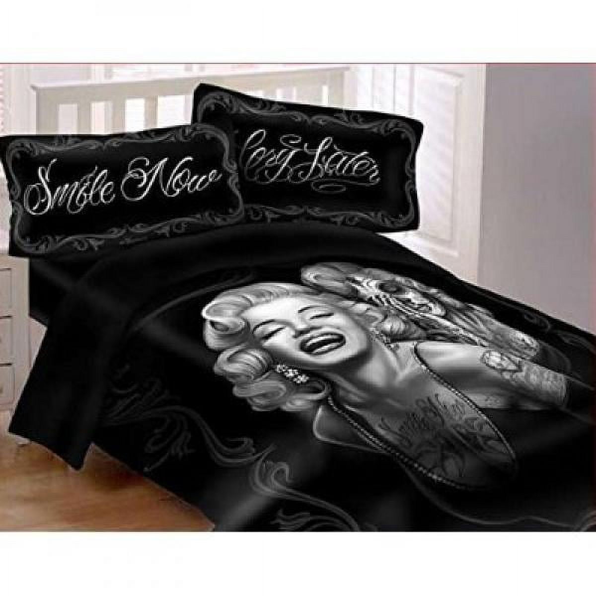 JPI David Gonzalez Art Smile Now Cry Later Marilyn Monroe Super Soft Luxury Comforter Set, Queen, 3 Piece