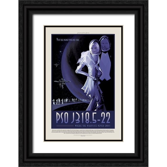 JPL 13x18 Black Ornate Wood Framed with Double Matting Museum Art Print Titled - Where The Night Life Never End