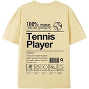 JPLILY Tennis Player T-Shirt Short Sleeve, 100% Soft Cotton for Odor-Free & Warm, DTG Printing for HD, Fade-Resistant Image &Text, Personalized Gift for Men & Women