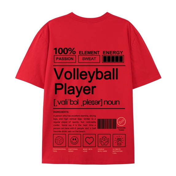 JPLILY Volleyball Player T-Shirt Short Sleeve, 100% Soft Cotton for Odor-Free & Warm, DTG Printing for HD, Fade-Resistant Image &Text, Personalized Gift for Men & Women