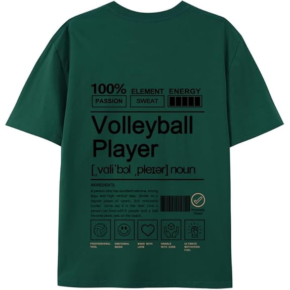 JPLILY Volleyball Player T-Shirt Short Sleeve, 100% Soft Cotton for Odor-Free & Warm, DTG Printing for HD, Fade-Resistant Image &Text, Personalized Gift for Men & Women
