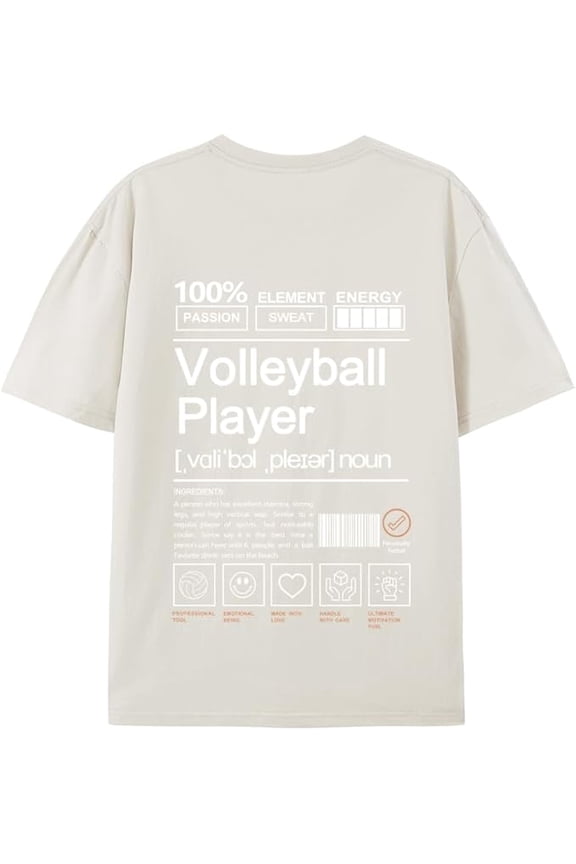 Volleyball Player T-Shirt Short Sleeve, 100% Soft Cotton for Odor-Free & Warm, DTG Printing for HD, Fade-Resistant Image &Text, Personalized Gift for Men & Women