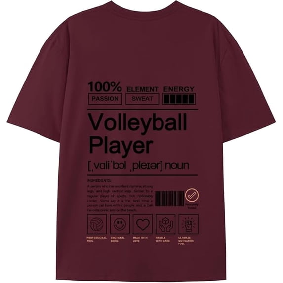JPLILY Volleyball Player T-Shirt Short Sleeve, 100% Soft Cotton for Odor-Free & Warm, DTG Printing for HD, Fade-Resistant Image &Text, Personalized Gift for Men & Women
