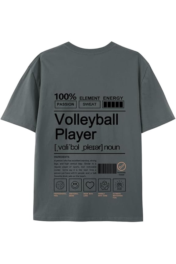 Volleyball Player T-Shirt Short Sleeve, 100% Soft Cotton for Odor-Free & Warm, DTG Printing for HD, Fade-Resistant Image &Text, Personalized Gift for Men & Women