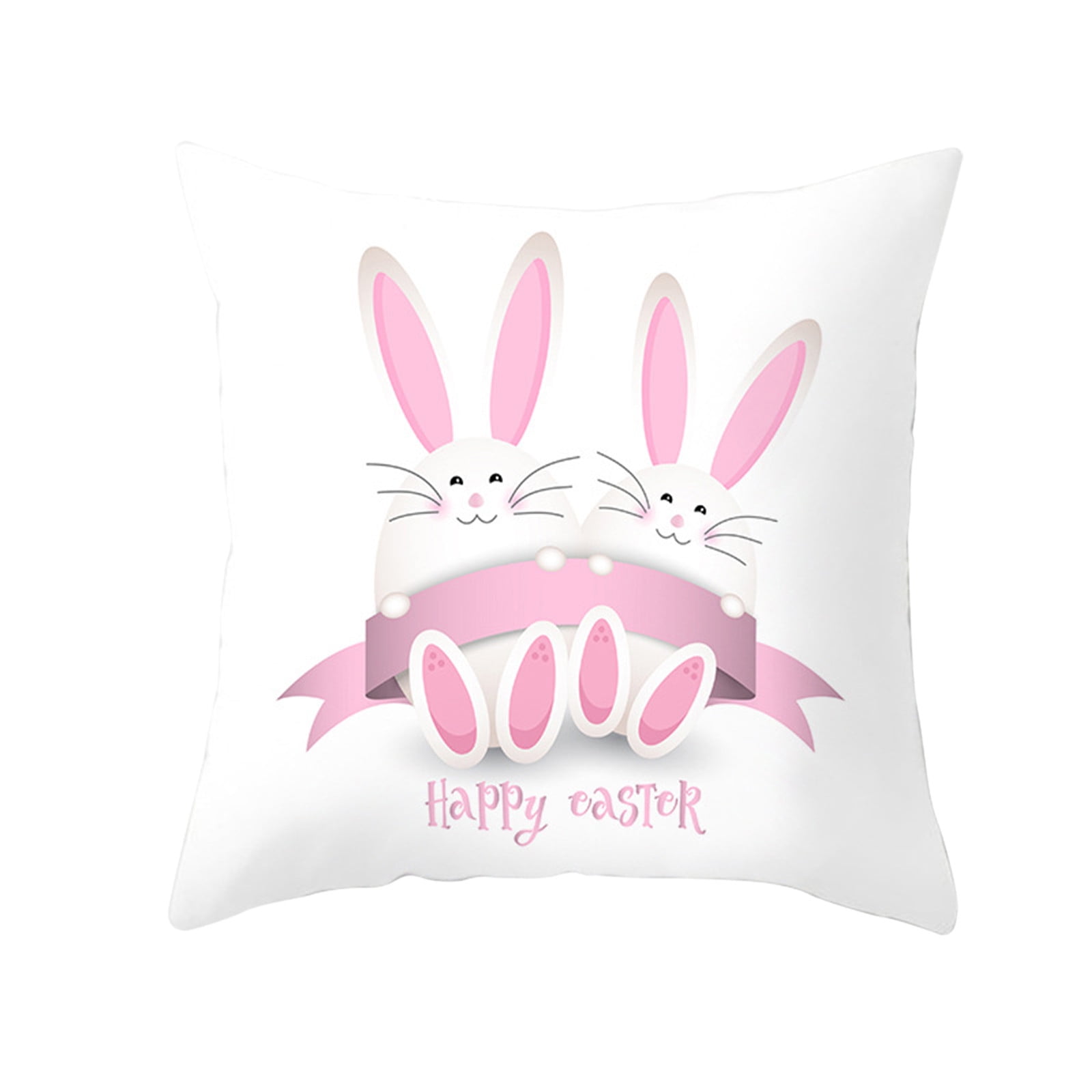 JPLZi Easter Throw Pillow Covers Cartoon Easter Bunny Eggs Decorative