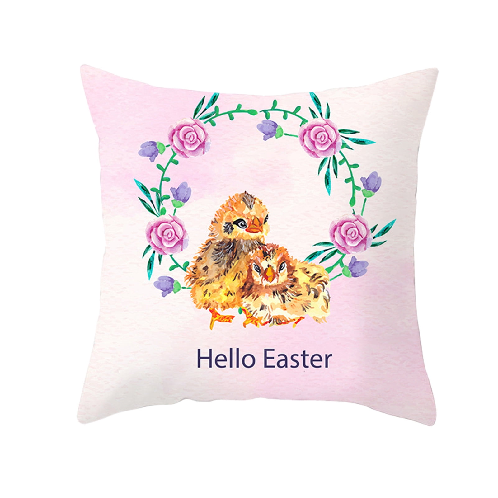 JPLZi Easter Throw Pillow Covers Cartoon Easter Bunny Eggs Decorative