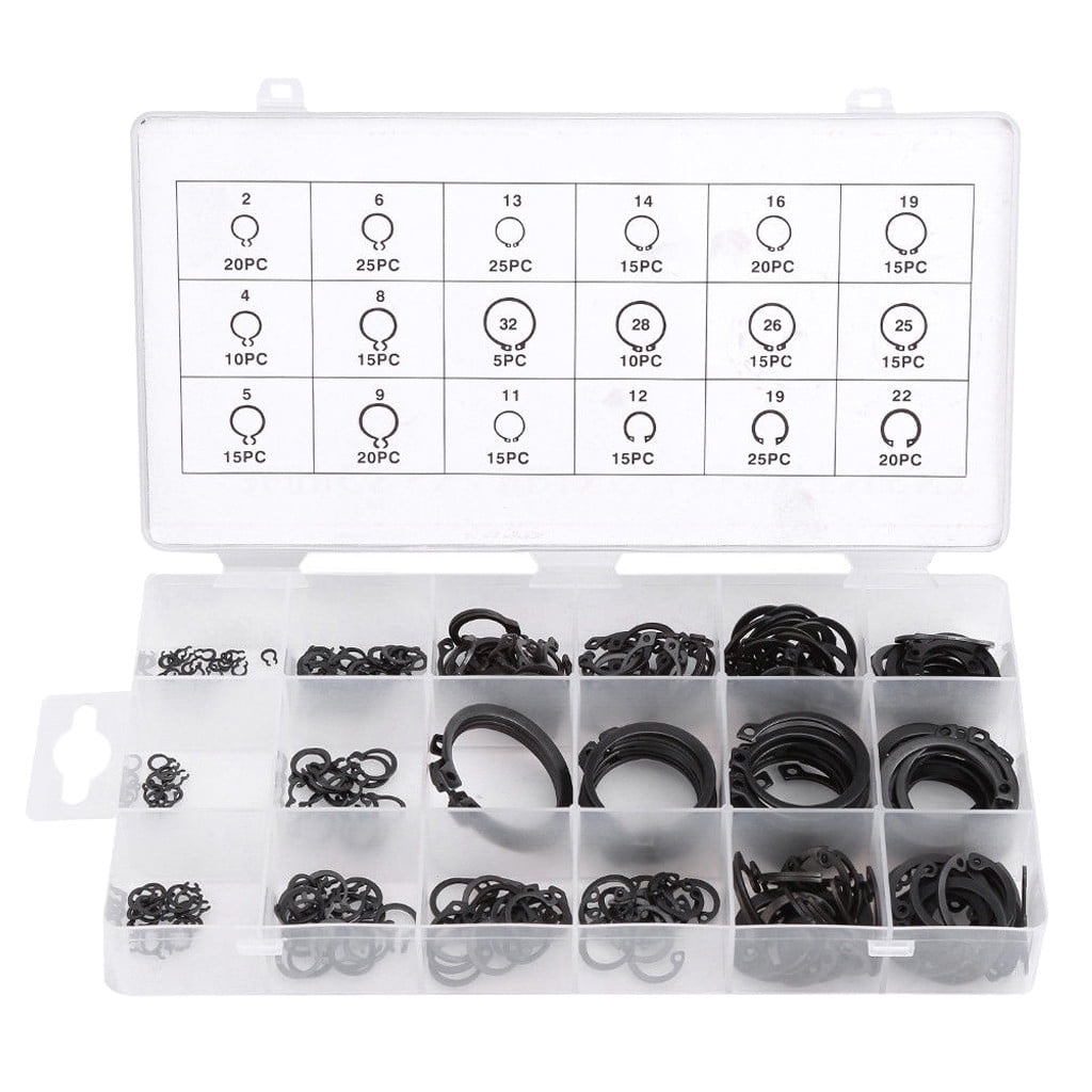 JPLZi External Snap Ring Assortment Kit Set Circlip 18 Sizes Retaining