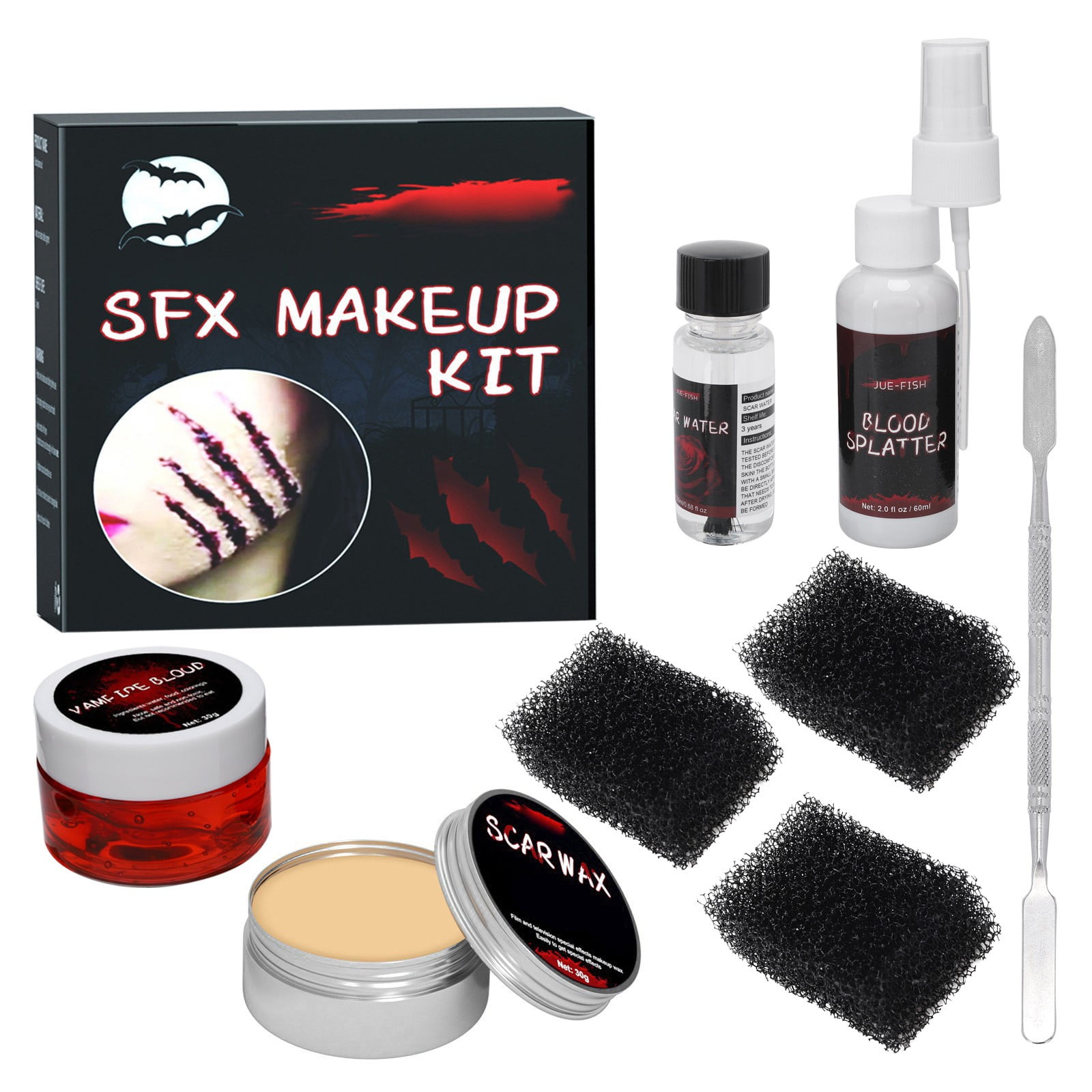 Scar Wax SFX Makeup Kit - Halloween Makeup Kit Fake Blood Makeup Special  Effects Makeup Kit Skin Wax FX Makeup for Halloween Party Stage Festival