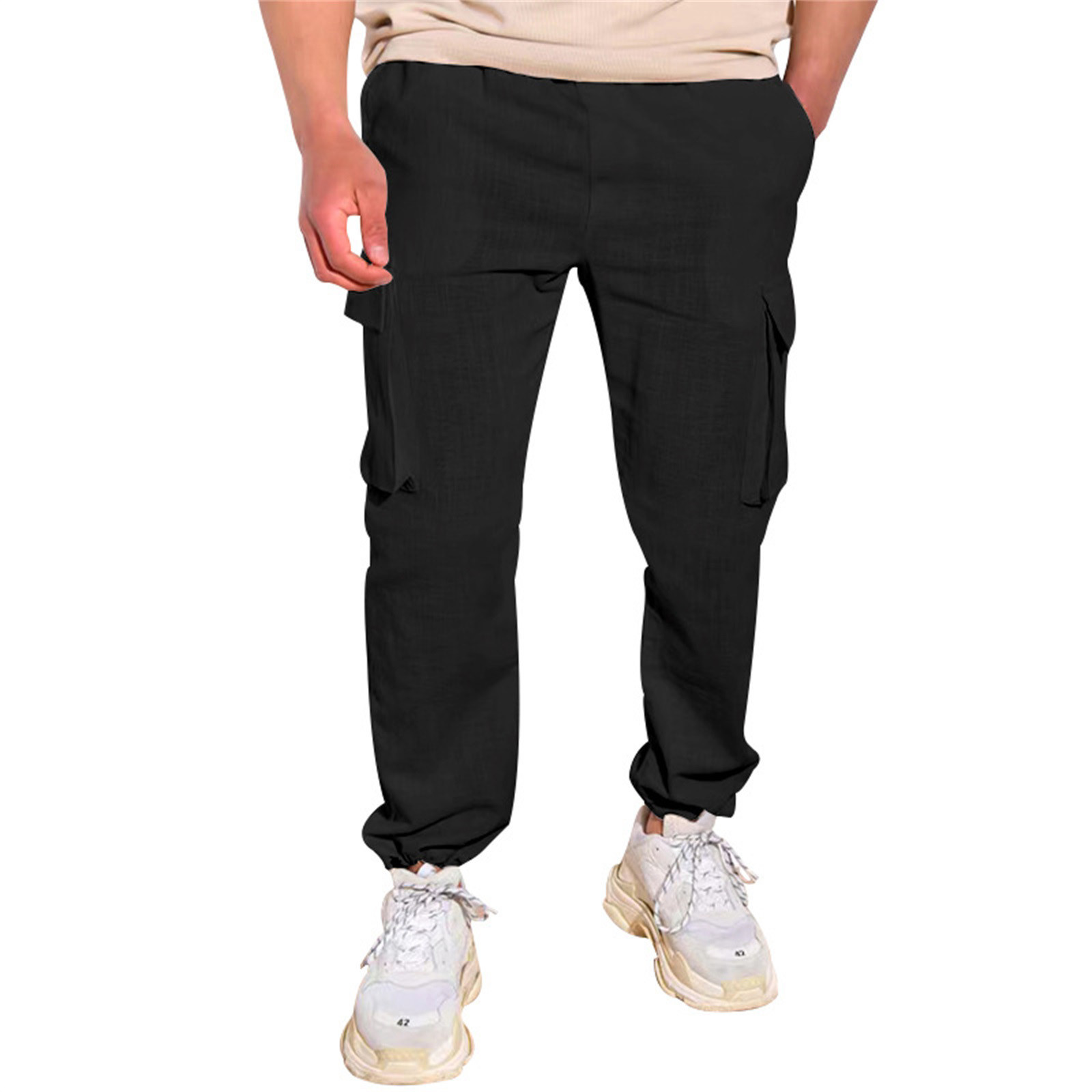 JPLZiMen'S Casual Pants Men'S Functional Wind Pleated Loose Tight Pants