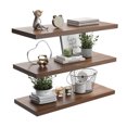 thumbnail image 1 of JPND 24 inch Wooden Floating Wall Shelf with Invisible Brackets Set of 3, for Bedroom/Bathroom/Living Room and Kitchen Storage, Brown, 1 of 8