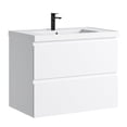 thumbnail image 1 of JPND 30" Bathroom Vanity with Single Hole Sink Top, Wall Mounted Storage Cabinet Set with Two Soft Close Drawers and Doors, White 30"W x 19"D x 24"H, 1 of 8