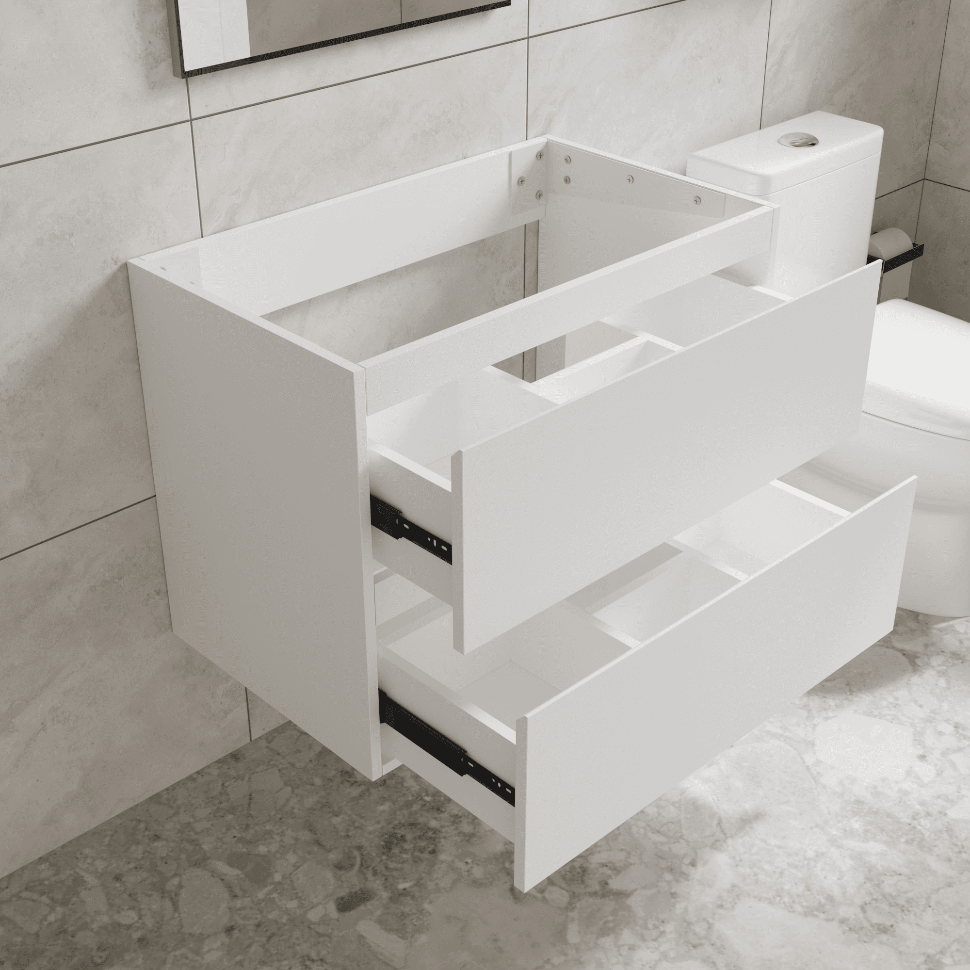 JPND 30" Wall Mounted Bathroom Vanity, White Storage Vanity