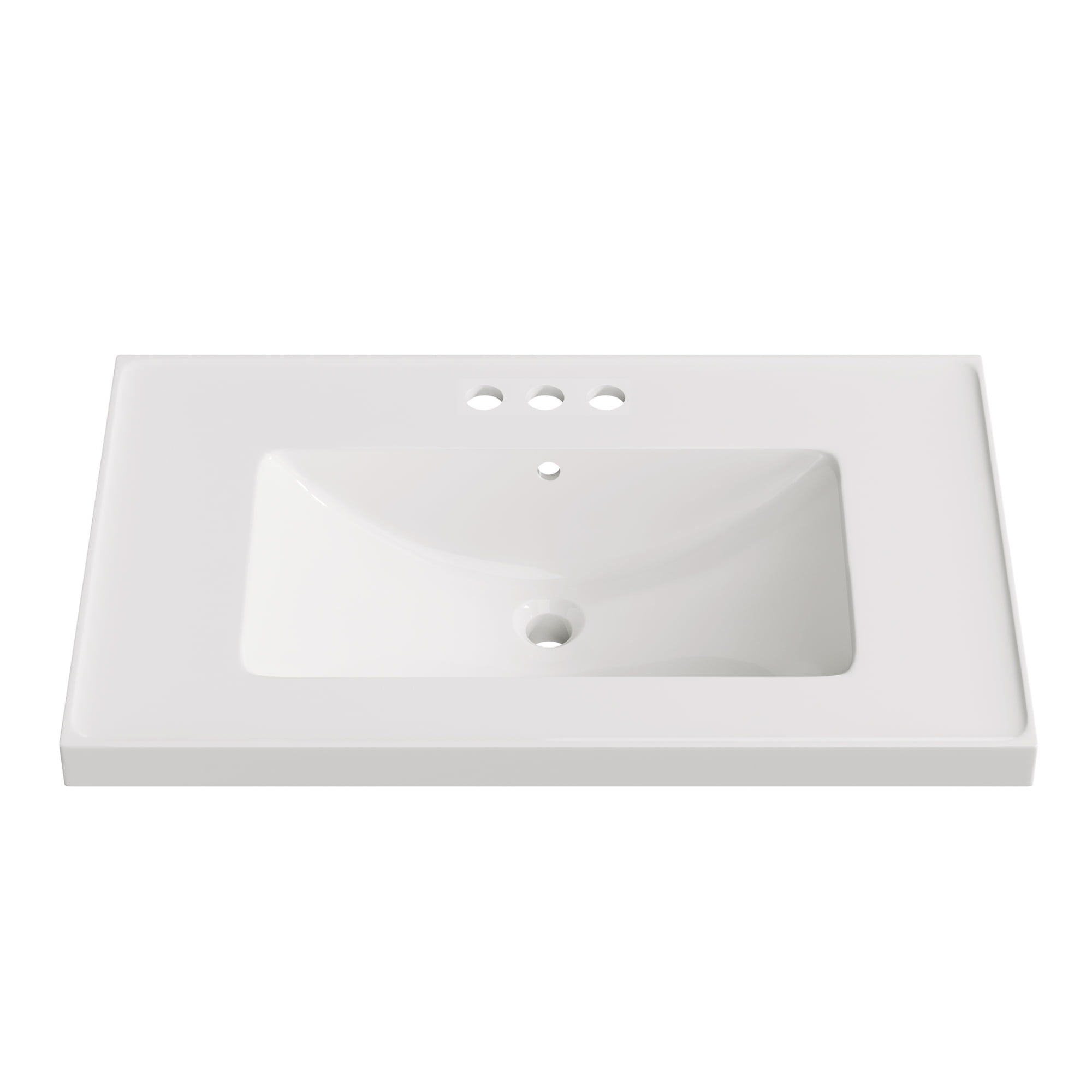 JPND 30" White 3Holes Bathroom Integrated Sink/Countertop, Dropin