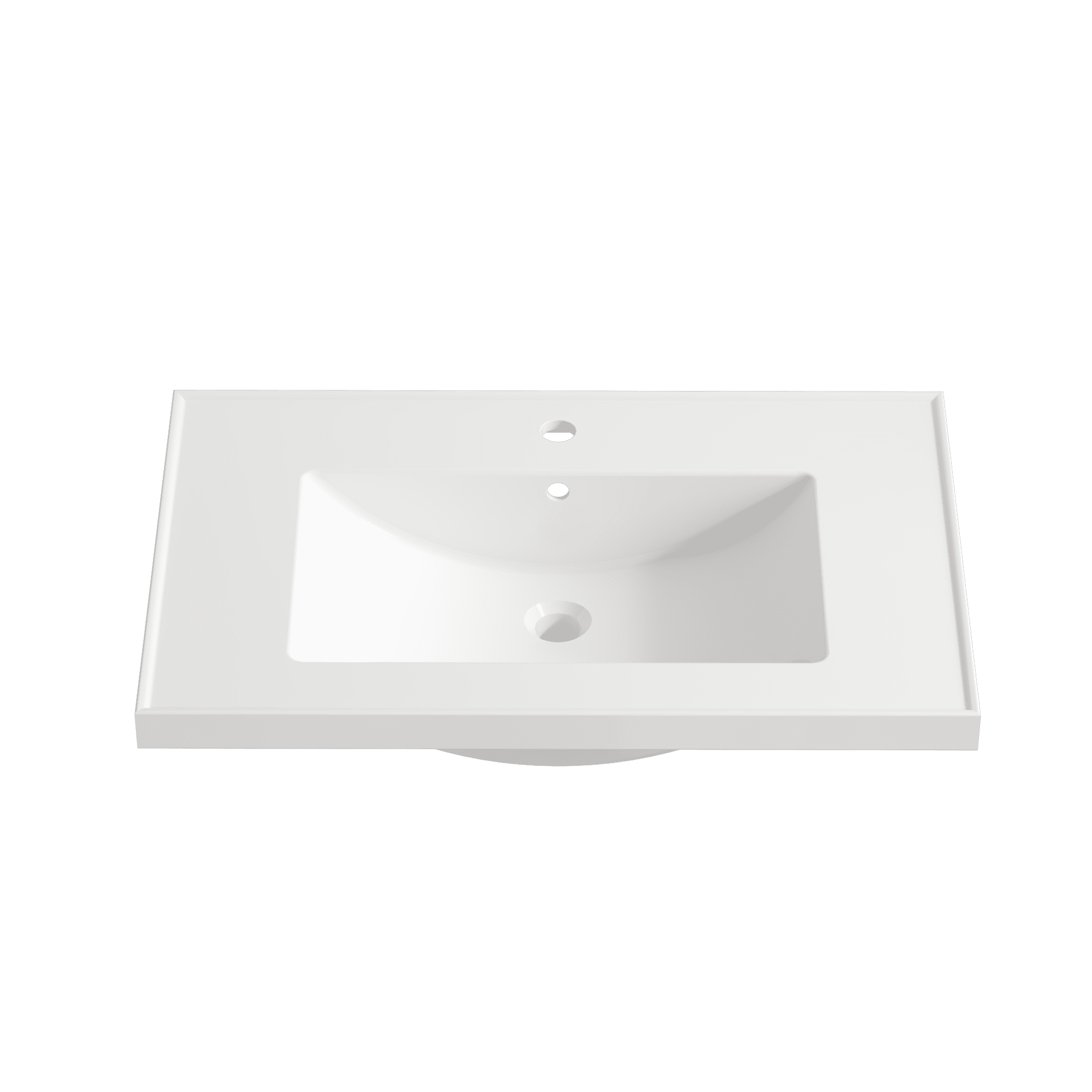 JPND 30" White Bathroom Integrated Sink/Countertop, Dropin Self