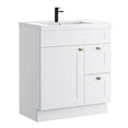 thumbnail image 1 of JPND 30" White Freestanding Shaker Bathroom Vanity Cabinet with Single Hole Sink Top, Integrated Basin Bathroom Vanity Base Cabinet with Soft Closing Door and Drawer (Knobs not Included), 1 of 7