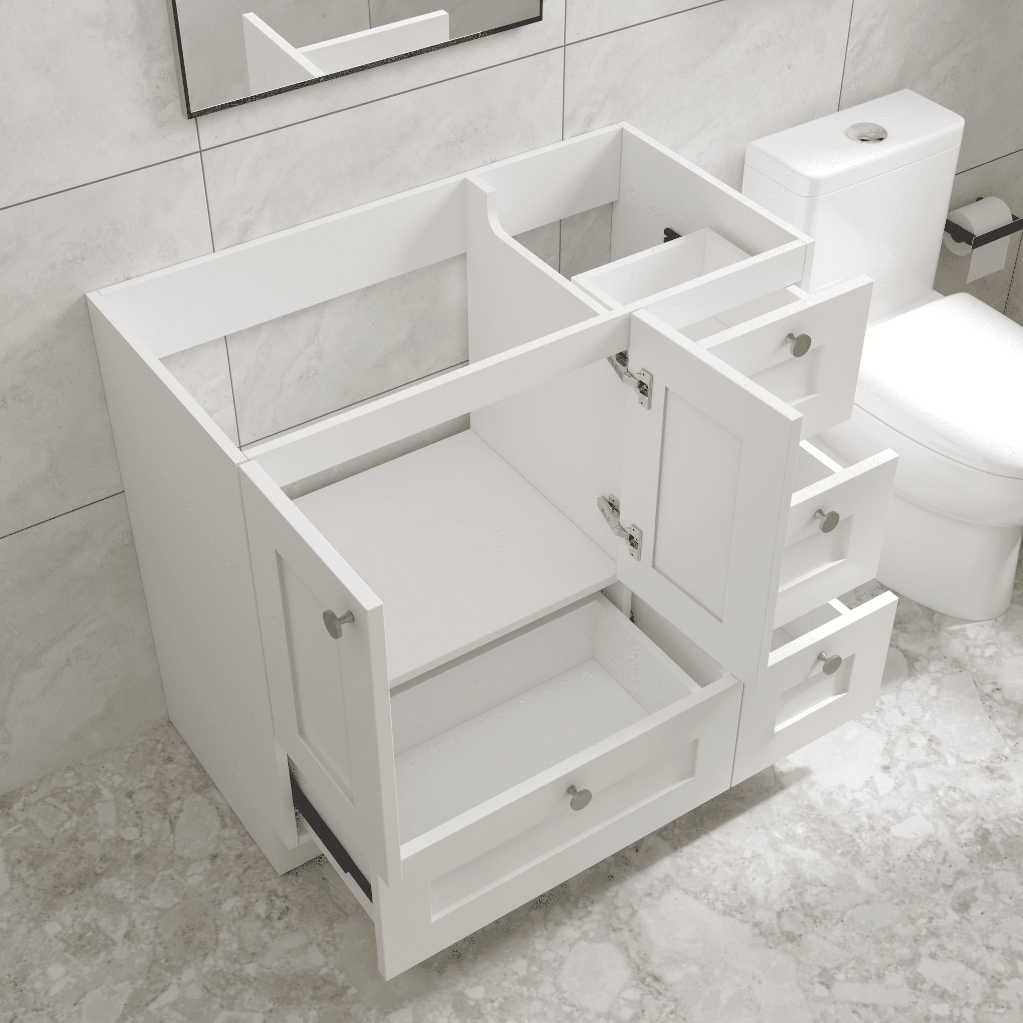 JPND 36" Free Standing Bathroom Vanity, White Storage Vanity