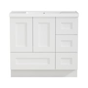 JPND 36" Freestanding Bathroom Vanity Cabinet with 3 Holes Sink Top, Shaker Single-Sink Integrated Bathroom Vanity Base Cabinet with Soft Closing Door and Drawer (Knobs not Included)