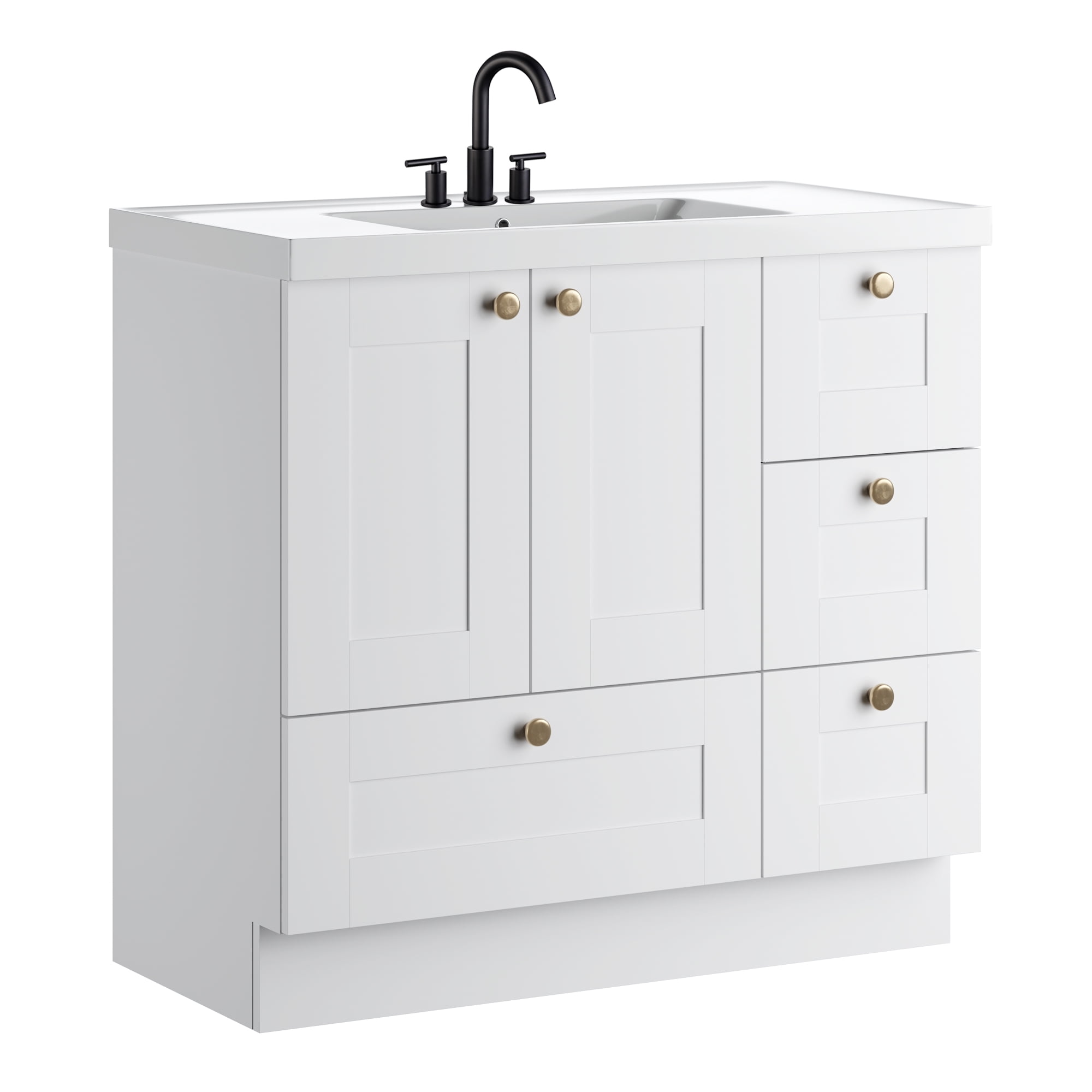 Photo inspiration: Visual Reference: Jpnd 36 White Freestanding Shaker Bathroom Vanity Cabinet With 3